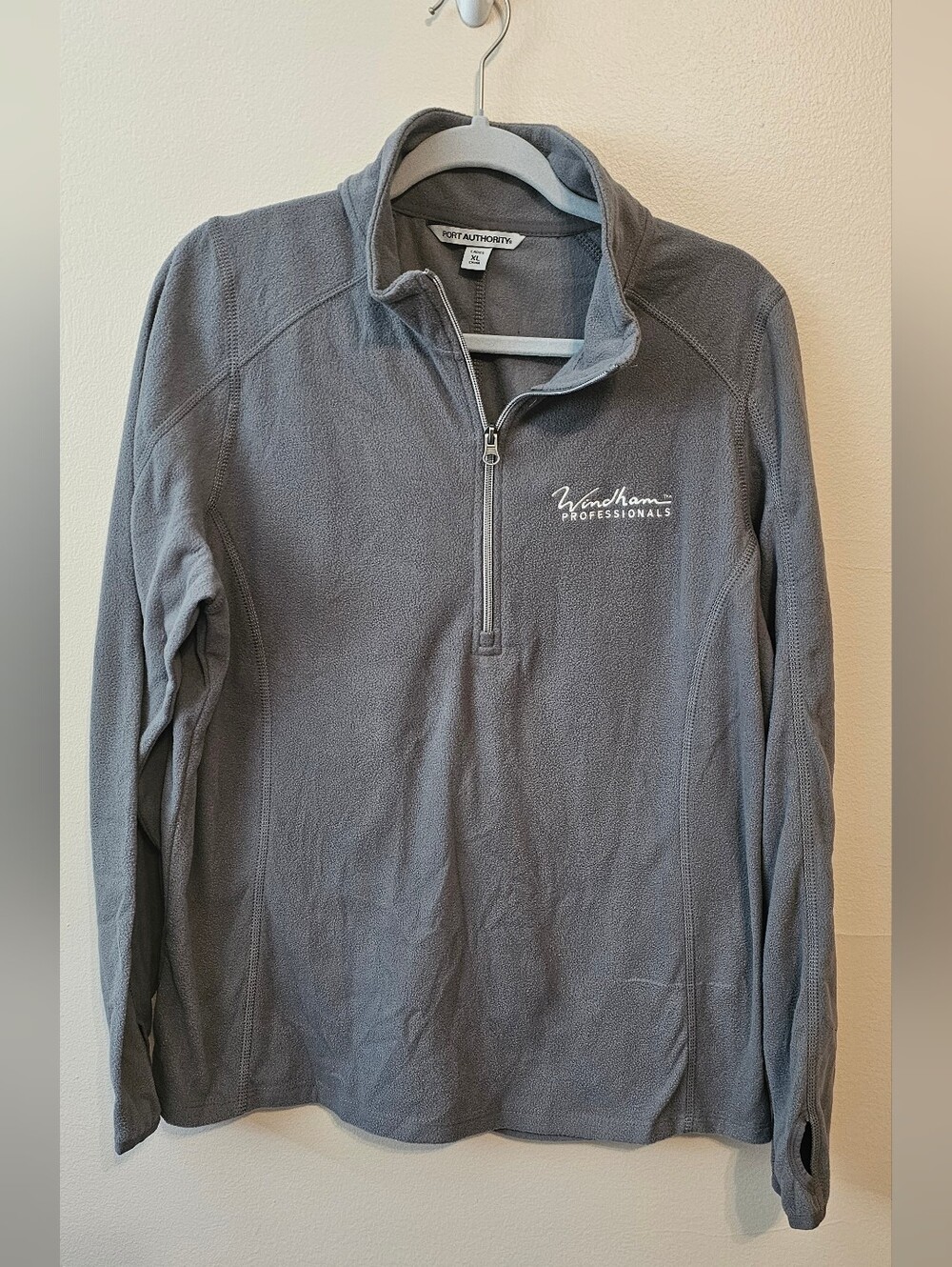 Port Authority Size XL Grey Fleece With Thumb Holes
